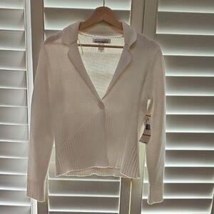 Jones New York White Knit Cardigan V-Neck
